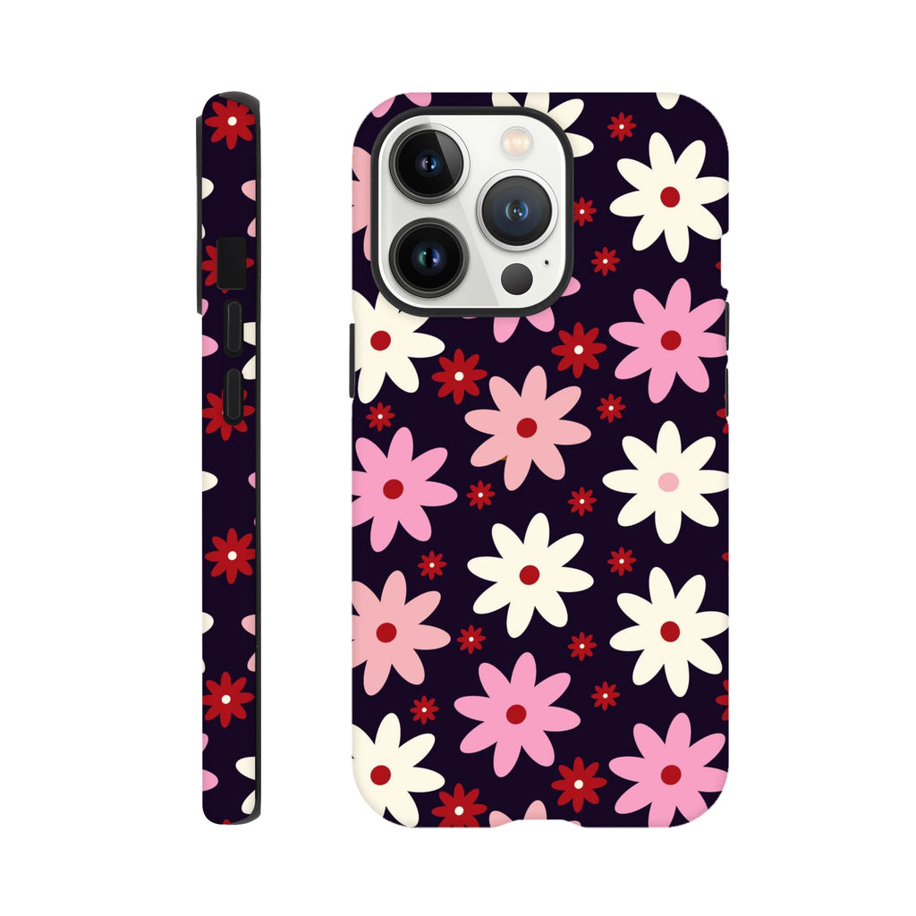 Pink Daisies On Black - Apple iPhone Tough case iPhone 13 Pro iPhone Tough Case Globally Fulfilled Plants