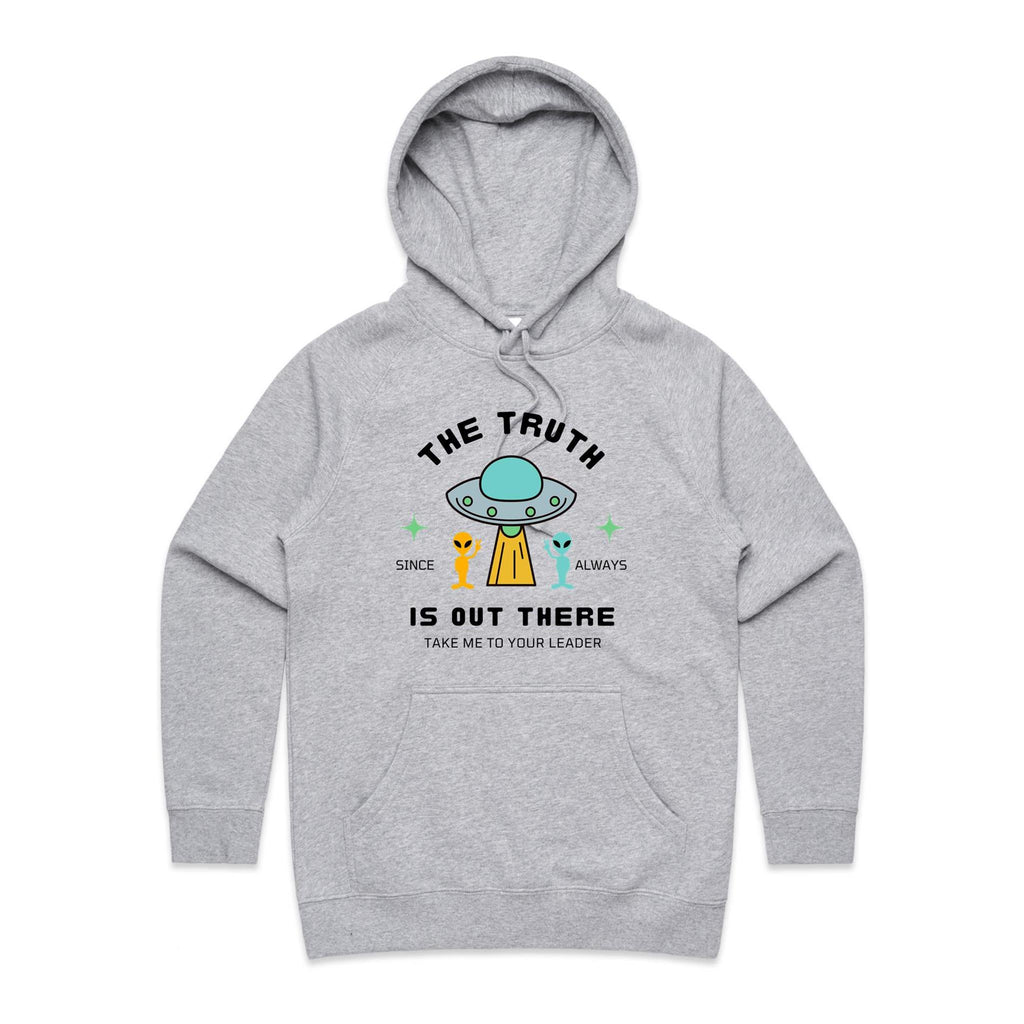 The Truth Is Out There, Alien UFO - Womens Hoodie Grey Marle Womens Hoodie Printed In Australia Sci Fi