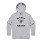 The Truth Is Out There, Alien UFO - Womens Hoodie Grey Marle Womens Hoodie Printed In Australia Sci Fi