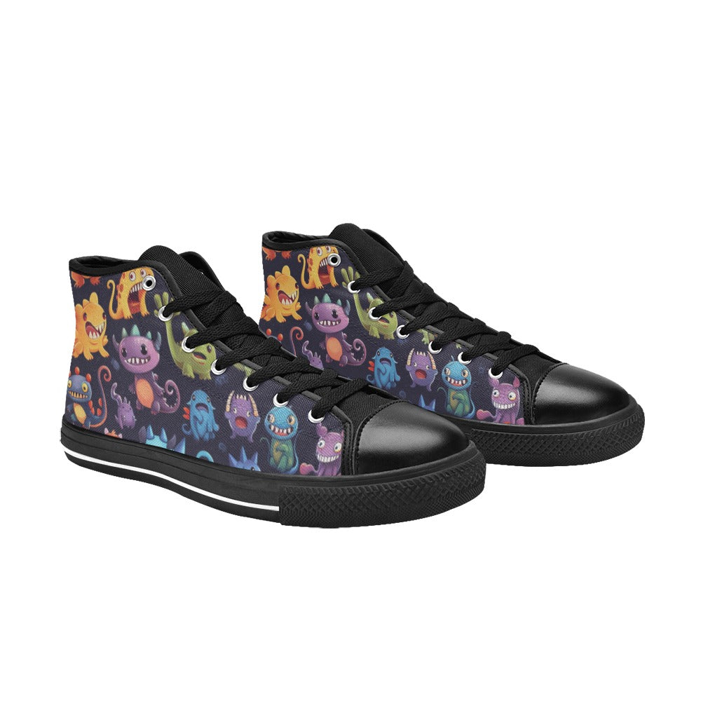 Monster Mania - Men's High Top Canvas Shoes