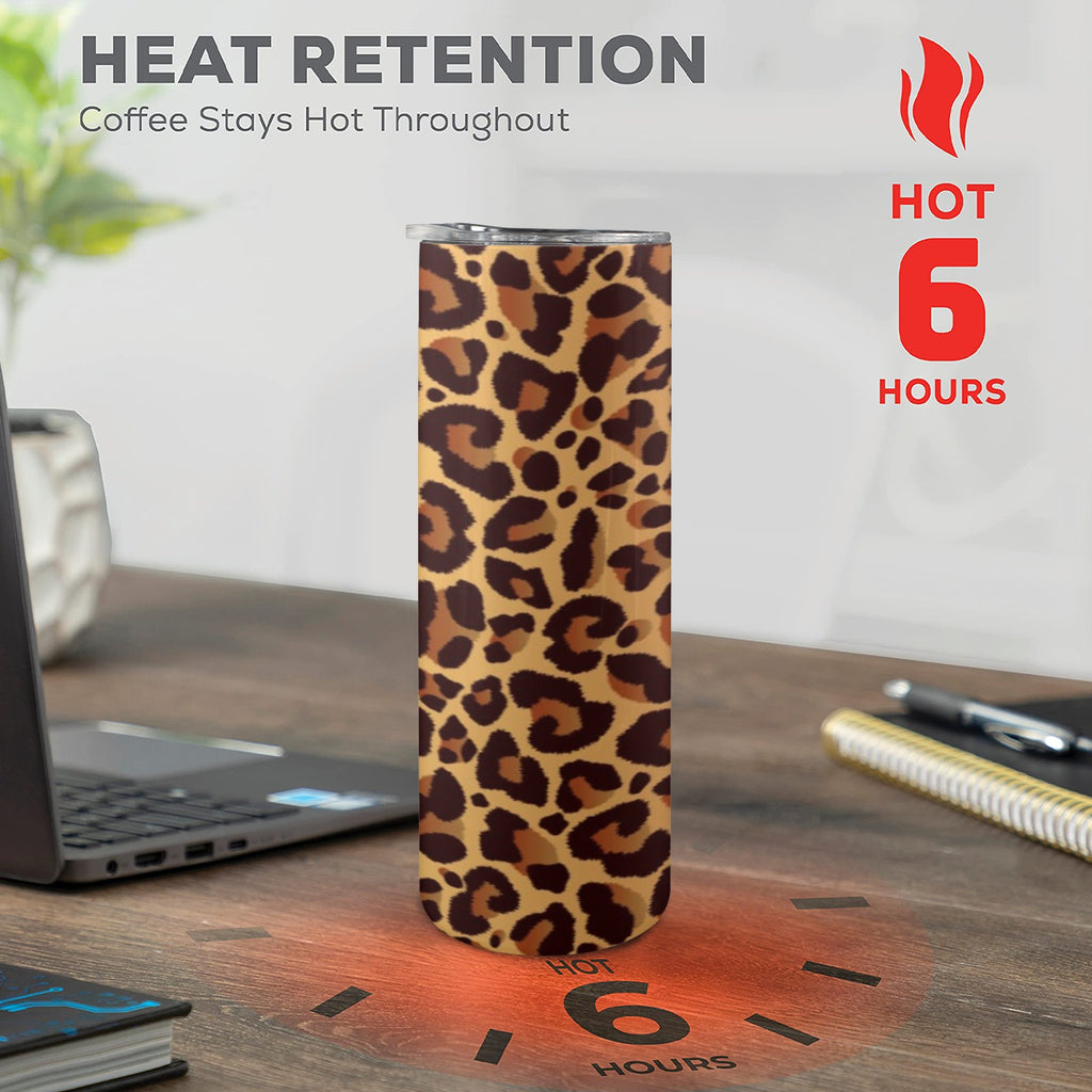 Leopard Print 20oz Tall Skinny Tumbler with Lid and Straw