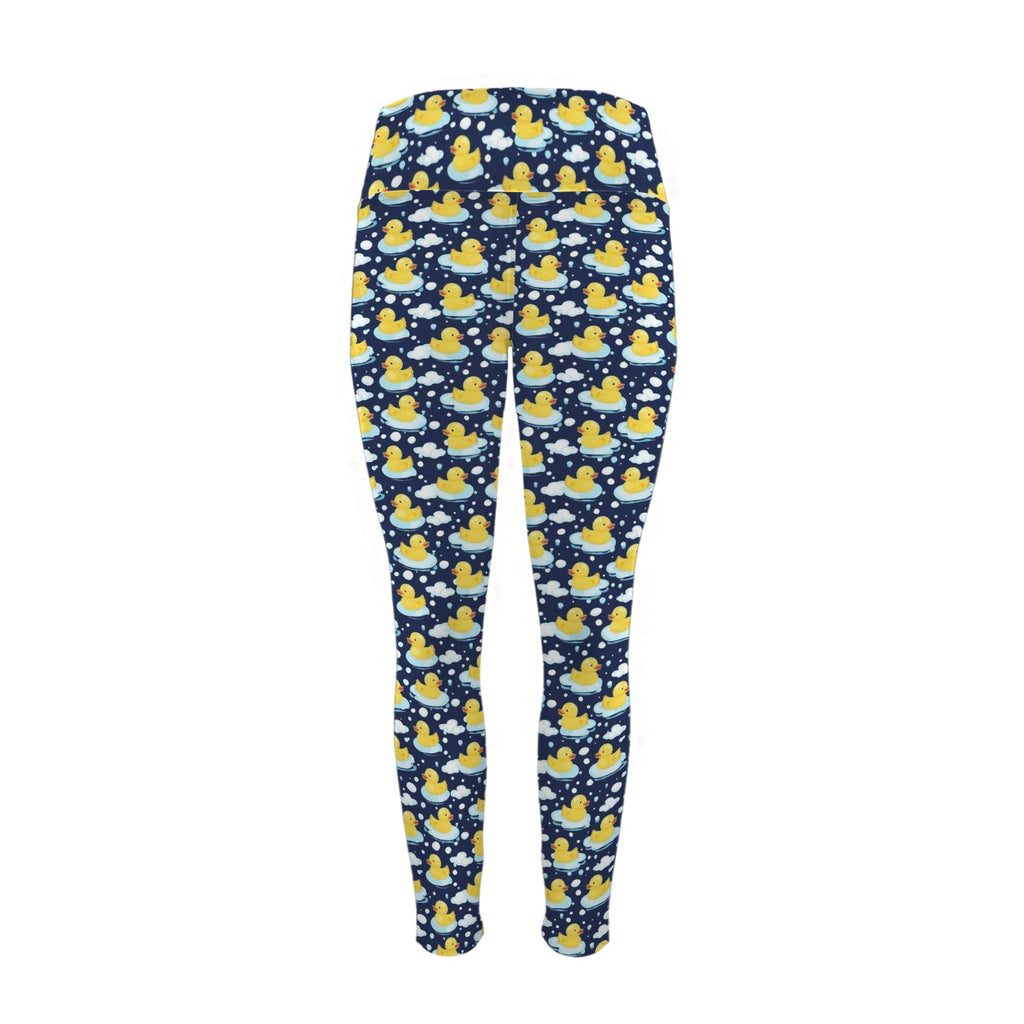 Rubber Ducks On Dark Women's High Waist Pockets Yoga Leggings