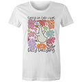 Sorry I'm Late, I Was Dilly Dallying Women's AS Colour T-shirt White Womens T-shirt animal Printed In Australia