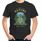 Be One With Nature - Kids Youth T-Shirt Black Kids Youth T-shirt Environment Printed In Australia