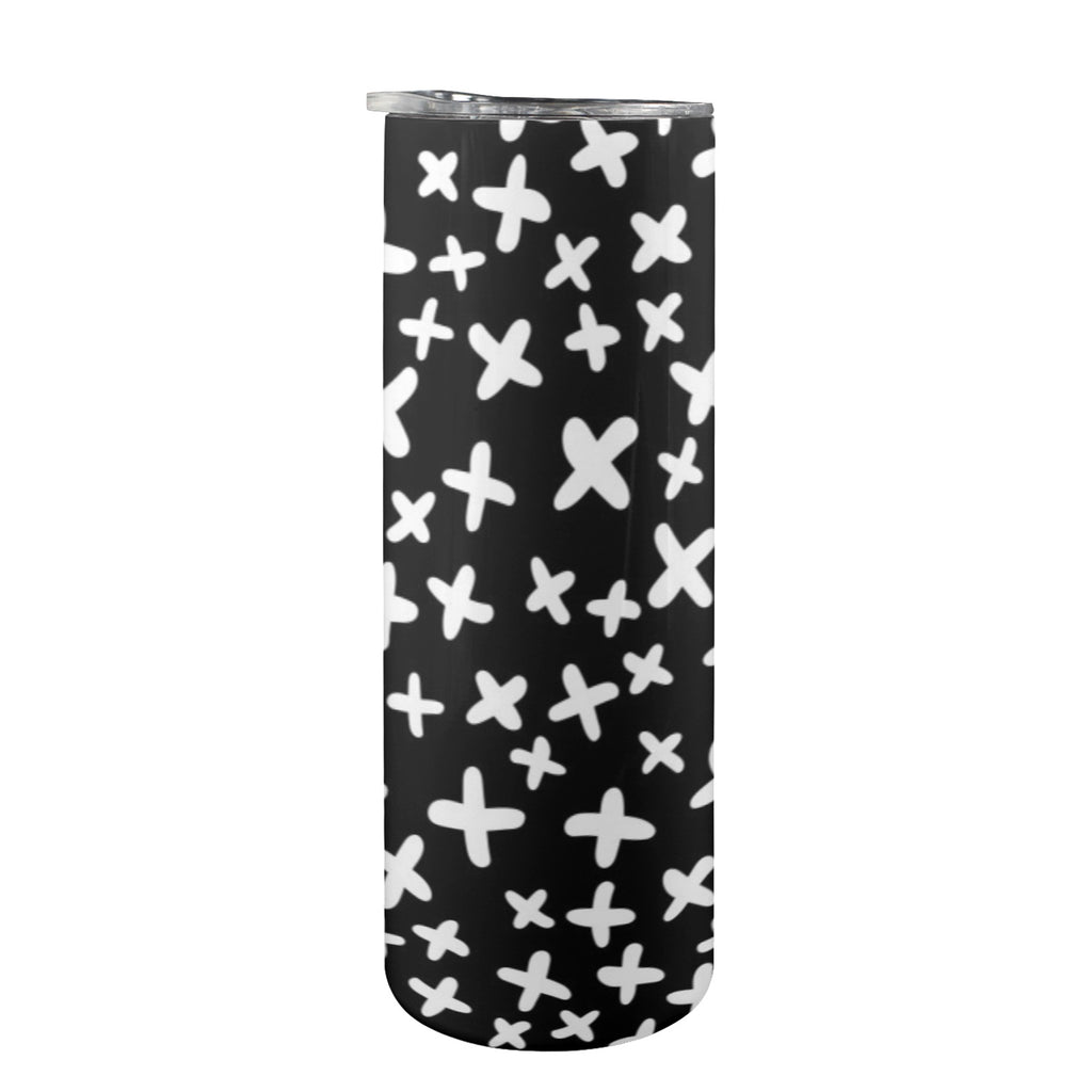 Black And White X's - 20oz Tall Skinny Tumbler with Lid and Straw