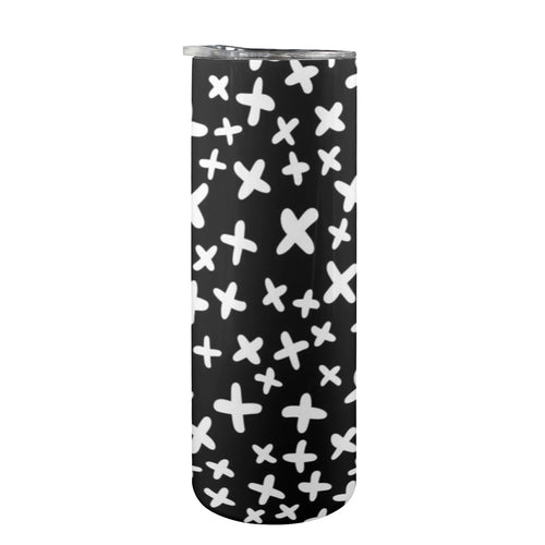 Black And White X's - 20oz Tall Skinny Tumbler with Lid and Straw
