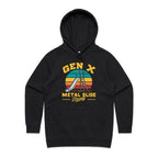 Gen X, Metal Slide Strong Women's AS Colour Hoodie Black Womens Hoodie Printed In Australia