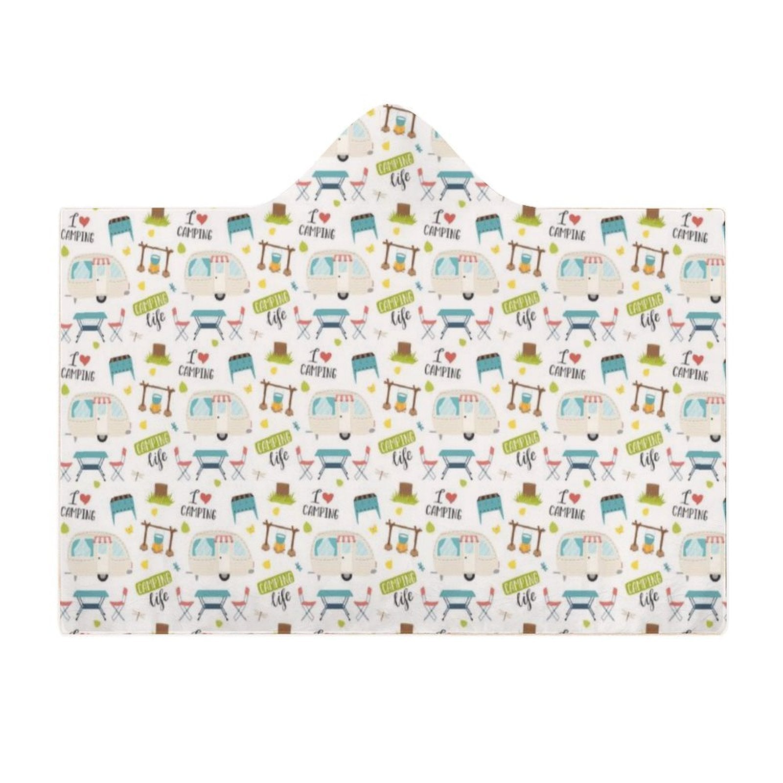 Camping Life Kids Hooded Blanket 100cm x 130cm Kids Hooded Blanket Printed Offshore