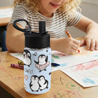 Penguin Love 12oz Kids Water Bottle with Straw Lid