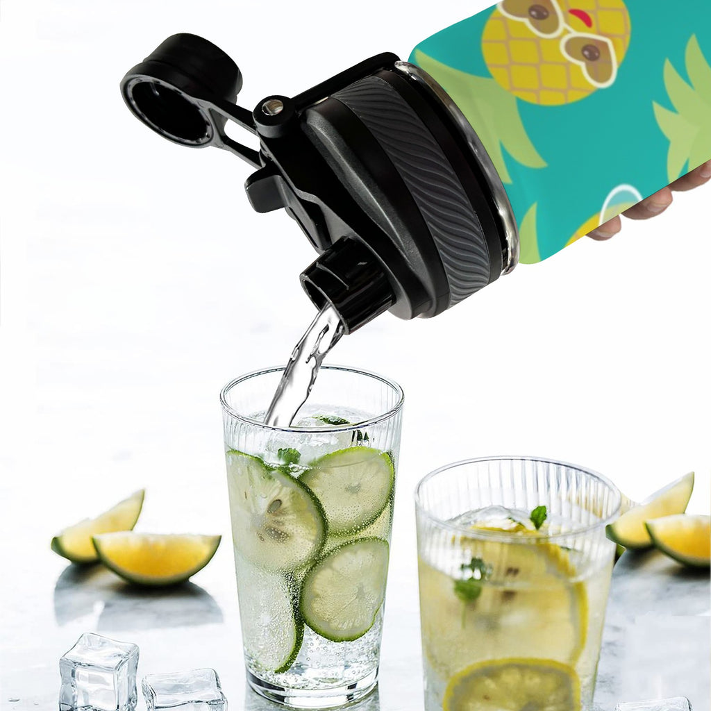 Pineapples With Glasses - Insulated Water Bottle with Dual-Use Lid (18oz) Insulated Water Bottle with Dual-Use Lid (18oz) Food Printed Offshore