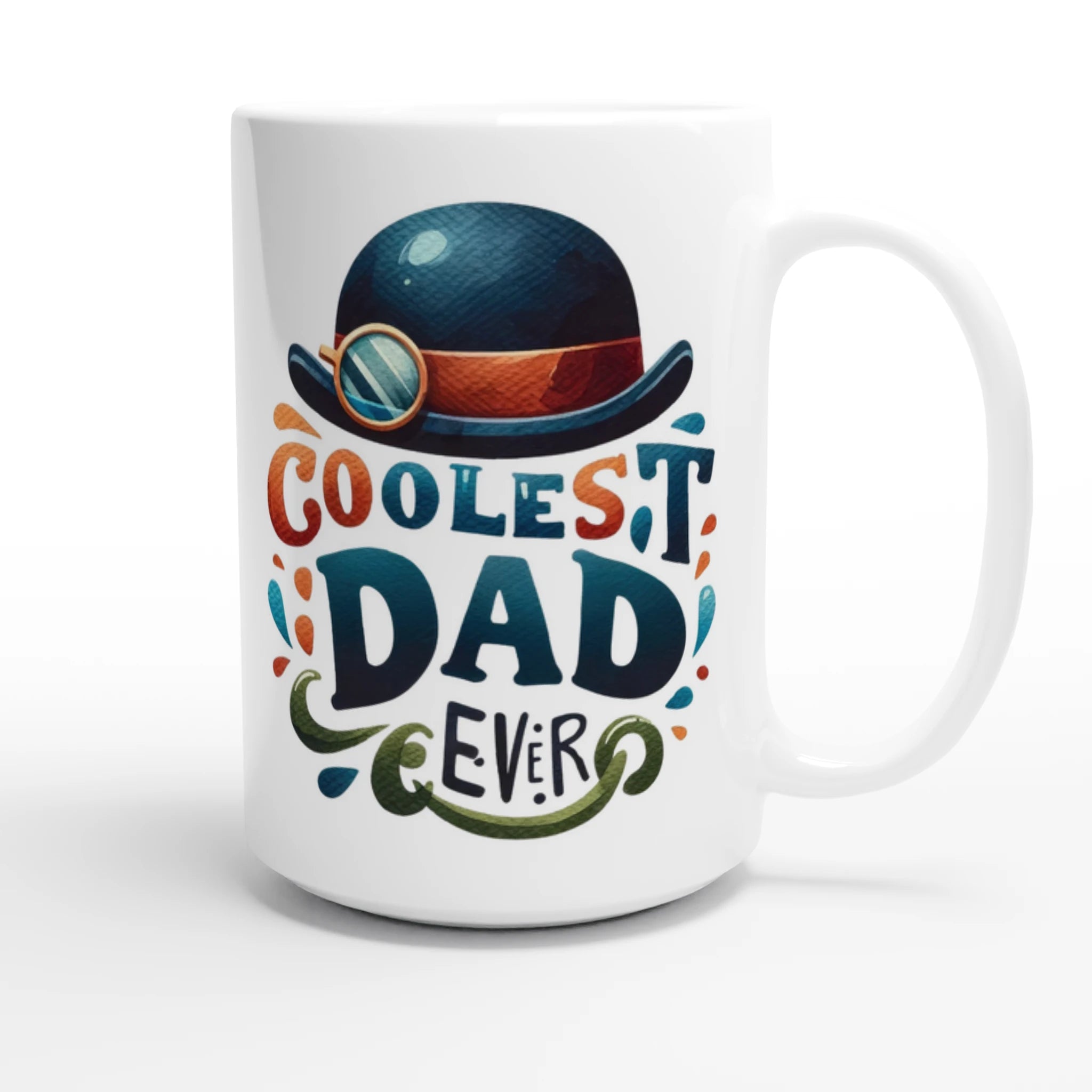 Personalise - Coolest Dad Ever - White 15oz Ceramic Mug Personalised 15oz Mug customise Dad Globally Fulfilled personalise