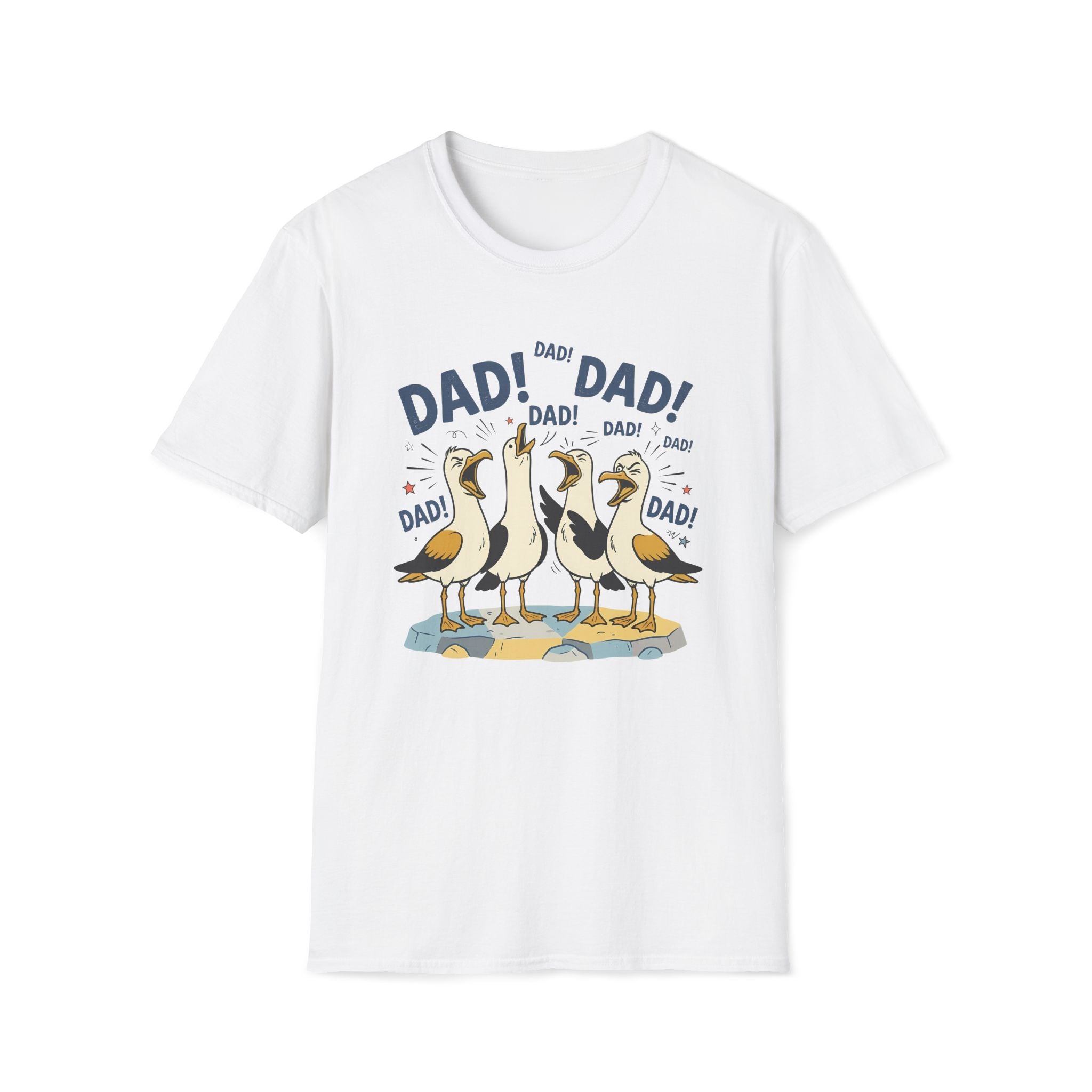Dad Seagull Unisex T-Shirt White Unisex Adult T-shirt animal Dad Globally Fulfilled