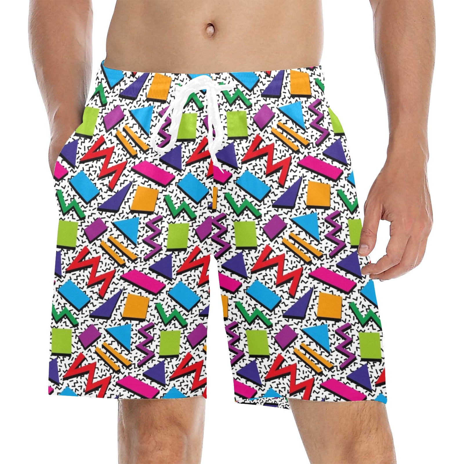 Graphic 80's Men's Mid-Length Beach Shorts 5XL Men's Mid-Length Beach Shorts Printed Offshore Retro
