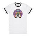 Coffee, Alien, UFO, Take Me To Your Brewer AS Colour Staple Ringer Tee White Black Ringer T-Shirt Coffee Printed In Australia Sci Fi