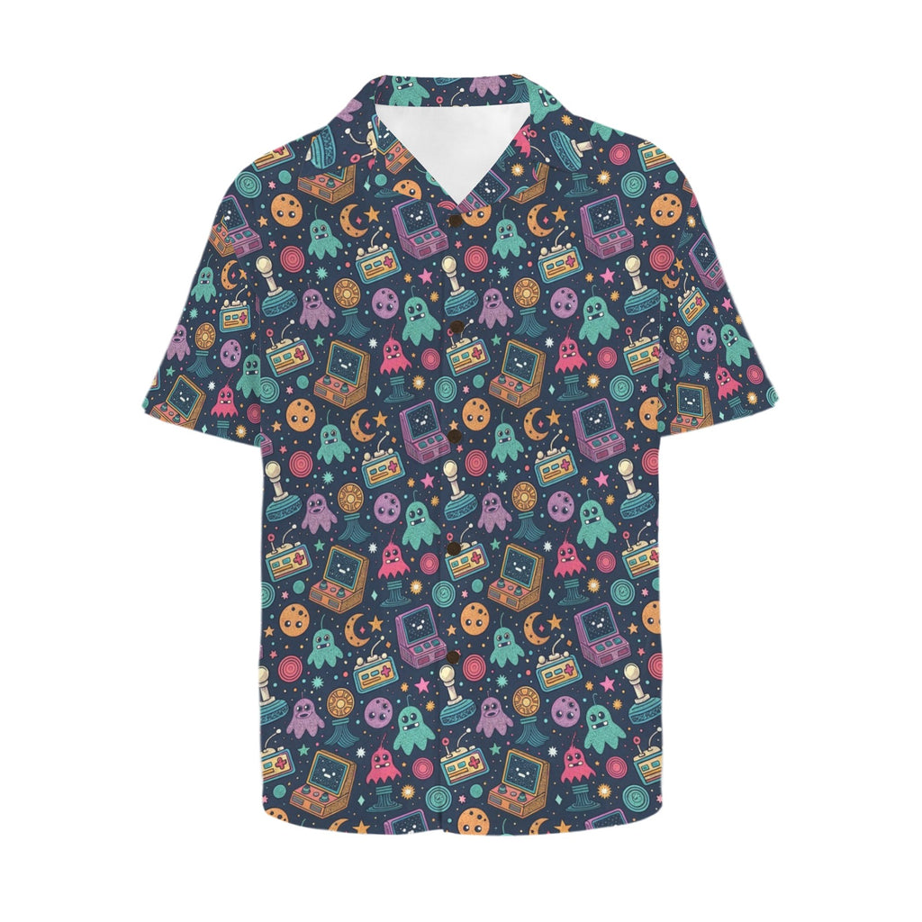 Space Arcade Men's Short Sleeve Hawaiian Shirt Men's Hawaiian Shirt (New) Games Printed Offshore Retro