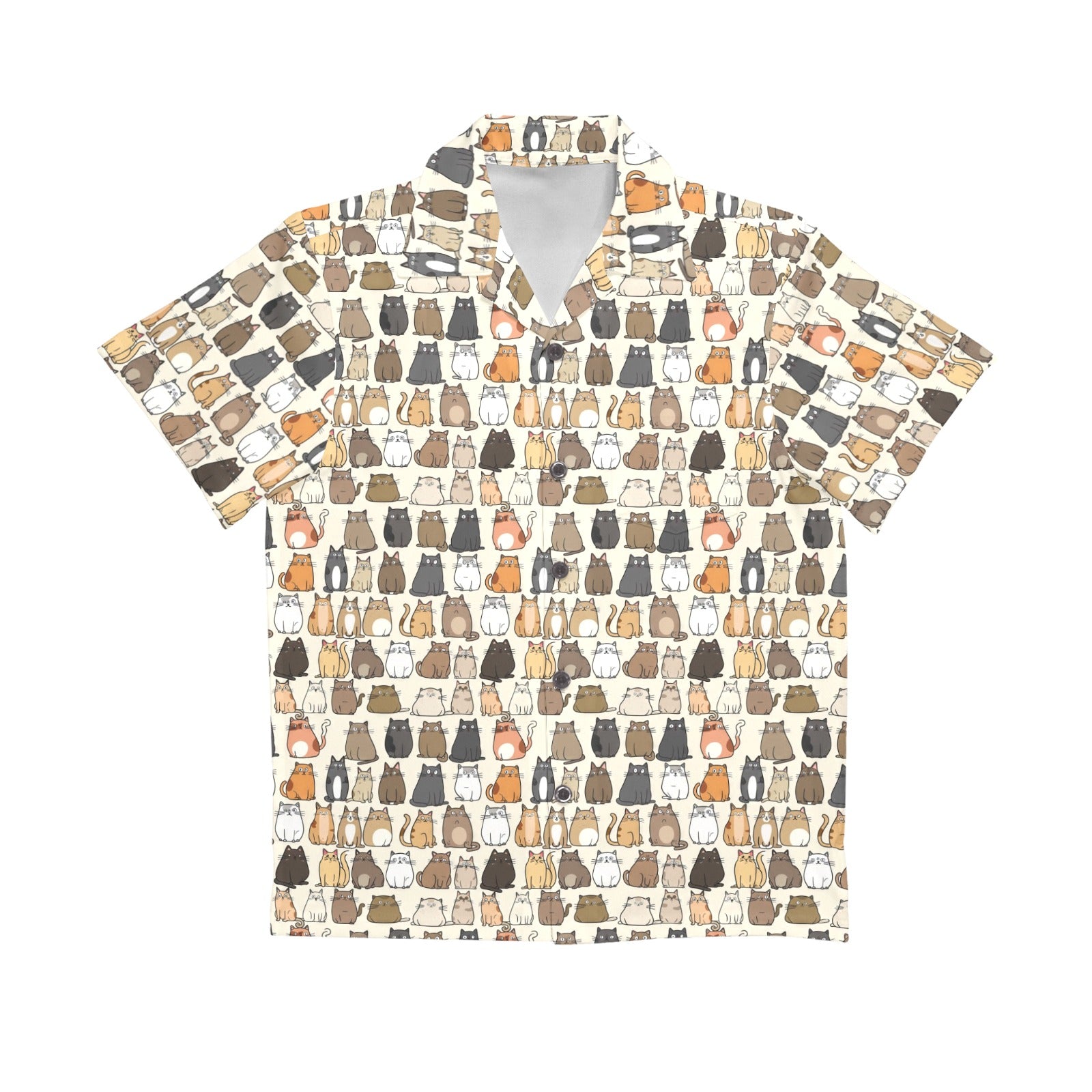Lots Of Cats Senior Kids Hawaiian Shirt Senior Kids Hawaiian Shirt 8-15 animal Printed Offshore