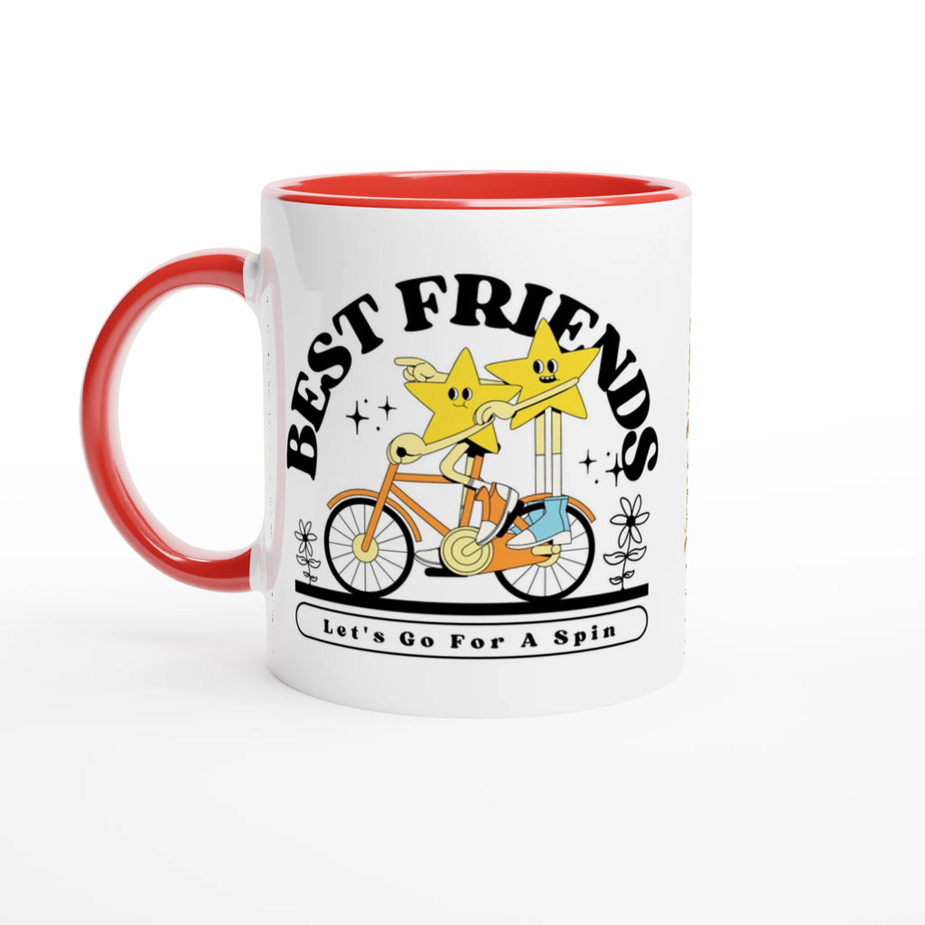 Personalised - Best Friends - White 11oz Ceramic Mug with Colour Inside Ceramic Red Personalised 11oz Mug customise Globally Fulfilled personalise Retro