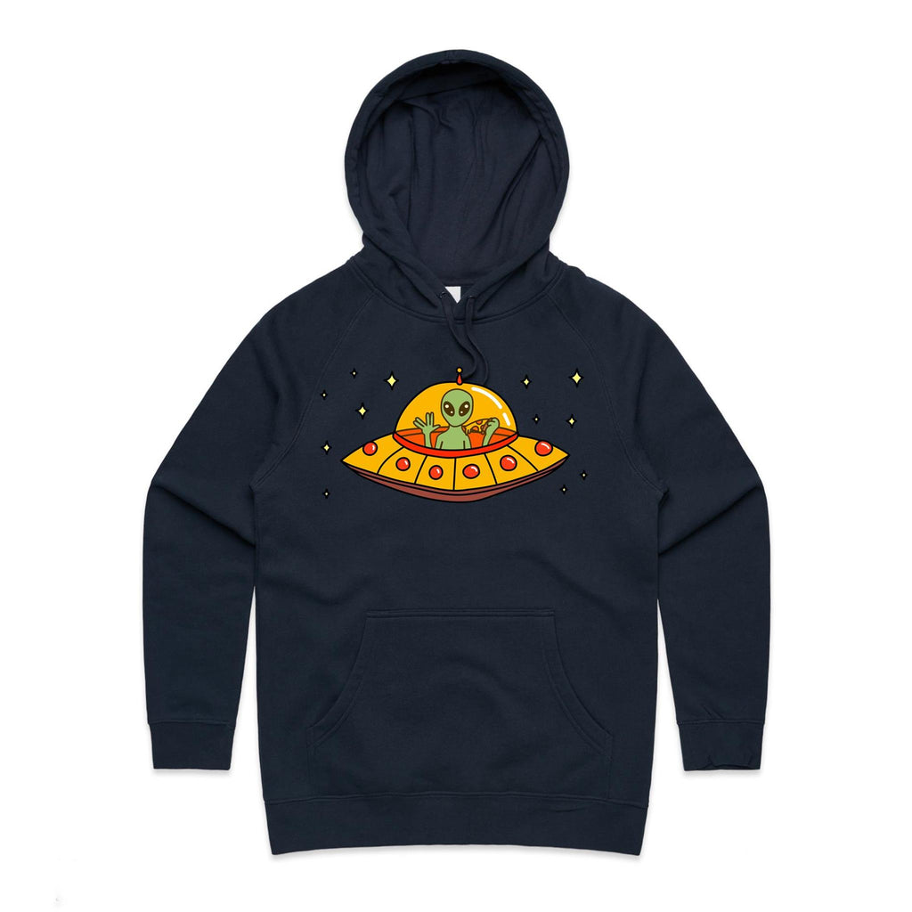 Alien Pizza - Womens Hoodie Navy Womens Hoodie Food Printed In Australia Sci Fi