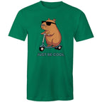 Just Be Cool, Capybara - Mens T-Shirt Kelly Green Mens T-shirt animal Printed In Australia