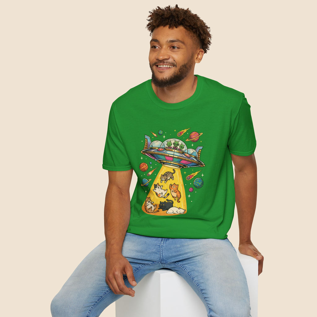 UFO Cat Abduction Unisex T-Shirt Unisex Adult T-shirt animal Globally Fulfilled Sci Fi