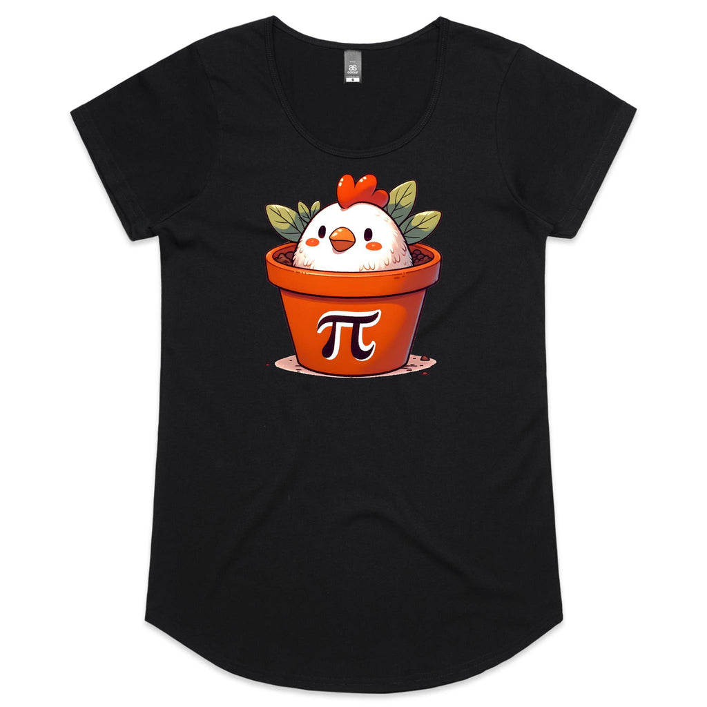 Chicken Pot Pi - Womens Scoop Neck T-Shirt Black Womens Scoop Neck T-shirt animal Maths Printed In Australia
