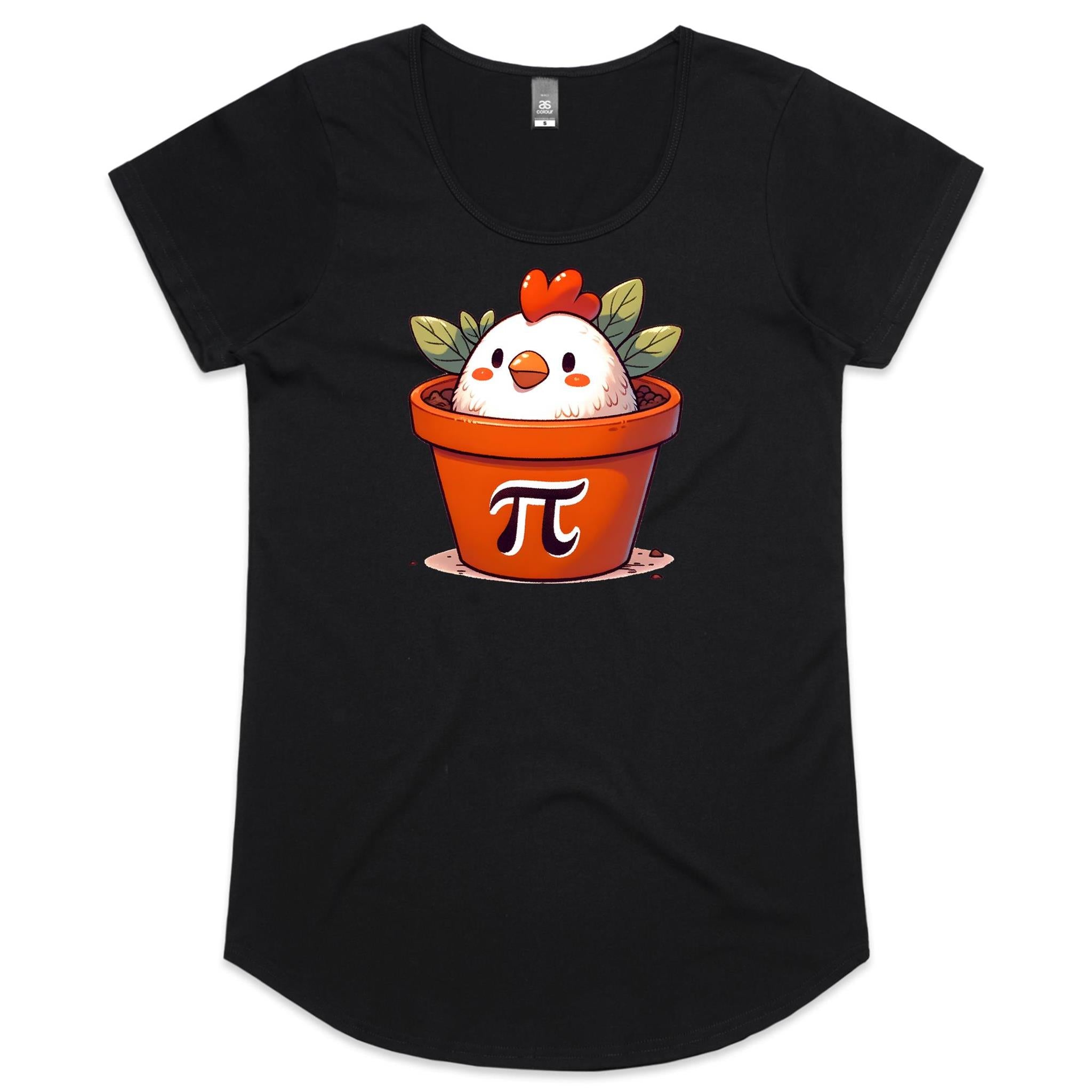 Chicken Pot Pi - Womens Scoop Neck T-Shirt Black Womens Scoop Neck T-shirt animal Maths Printed In Australia