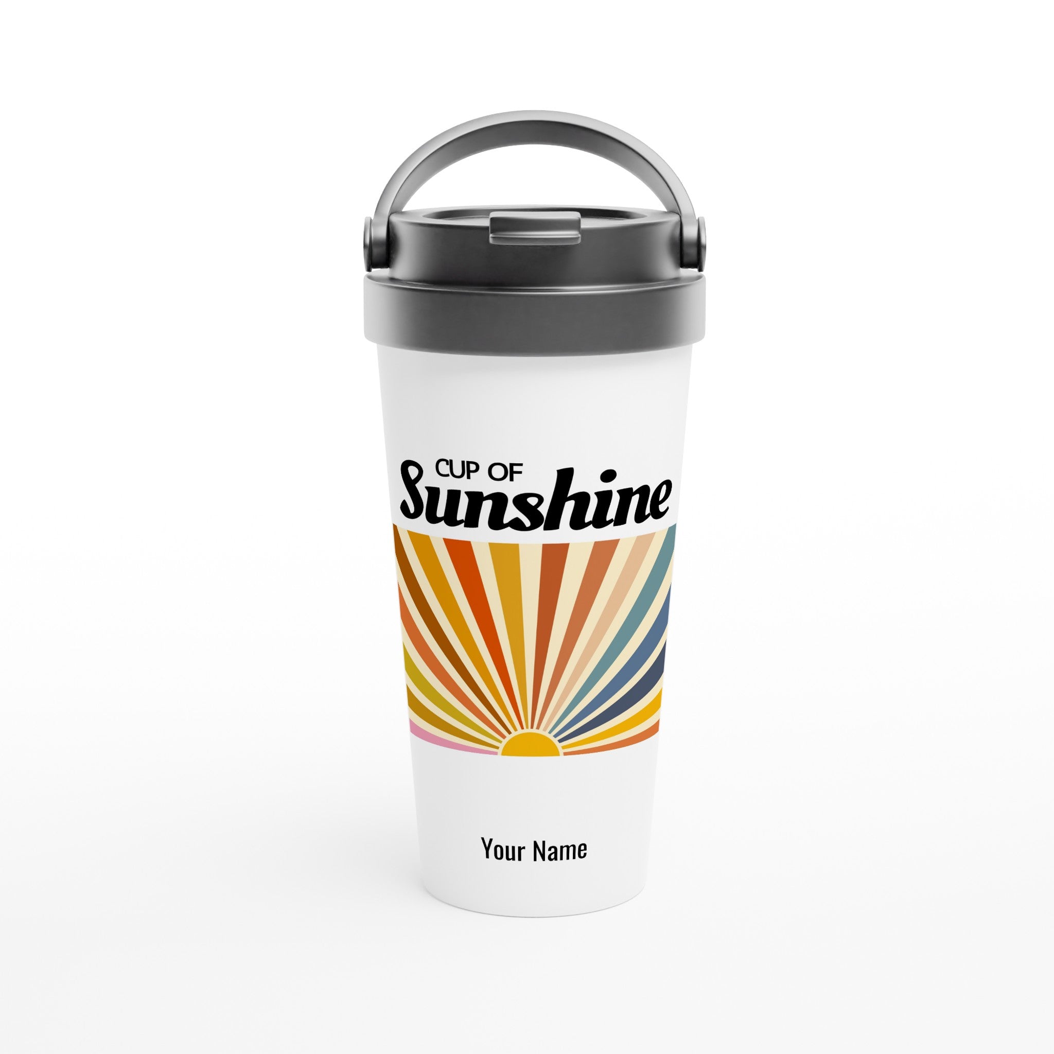 Personalised - Cup Of Sunshine - White 15oz Stainless Steel Travel Mug Default Title Personalised Travel Mug Globally Fulfilled Positivity