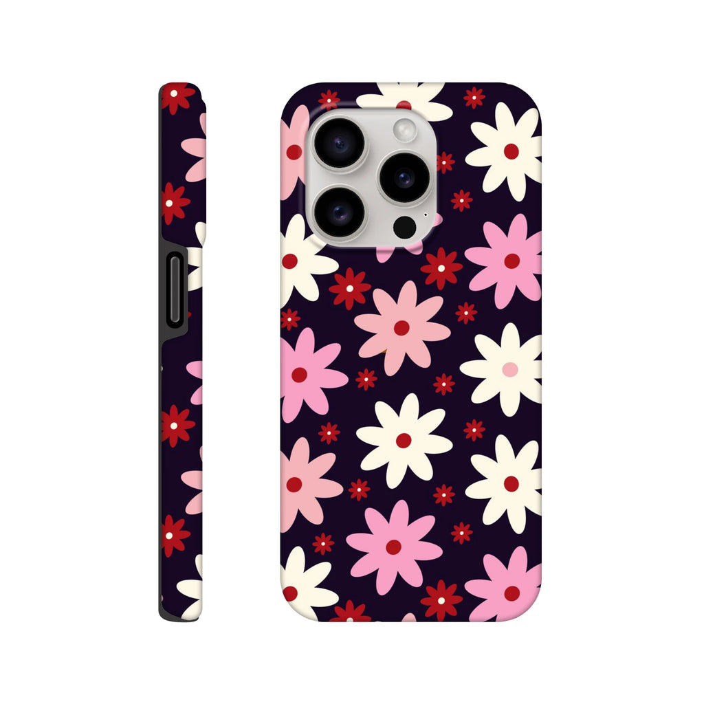 Pink Daisies On Black - Apple iPhone Tough case iPhone 15 Pro iPhone Tough Case Globally Fulfilled Plants