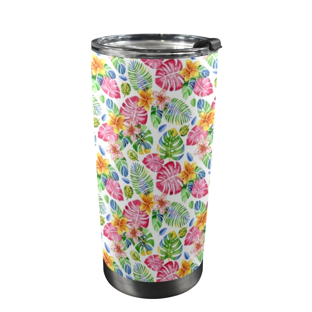 Bright Painted Tropical 20oz Mobile Tumbler with Lid (Black Lock) One Size 20oz Travel Mug Plants Printed Offshore