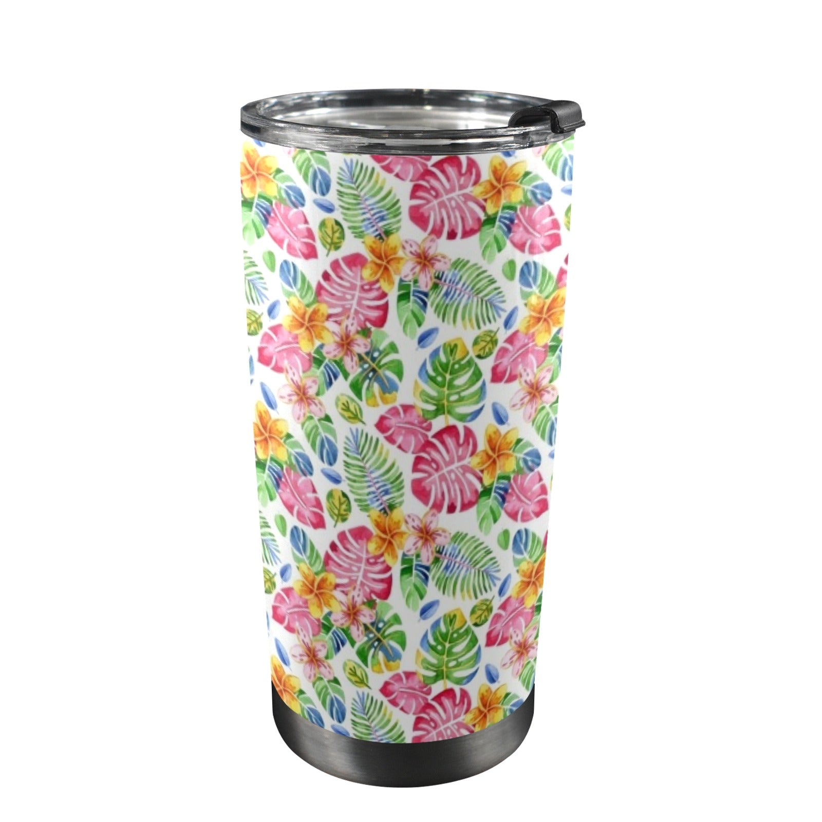 Bright Painted Tropical 20oz Mobile Tumbler with Lid (Black Lock) One Size 20oz Travel Mug Plants Printed Offshore