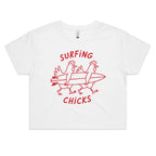 Chickens Surfing Chicks Women's AS Colour Crop Tee