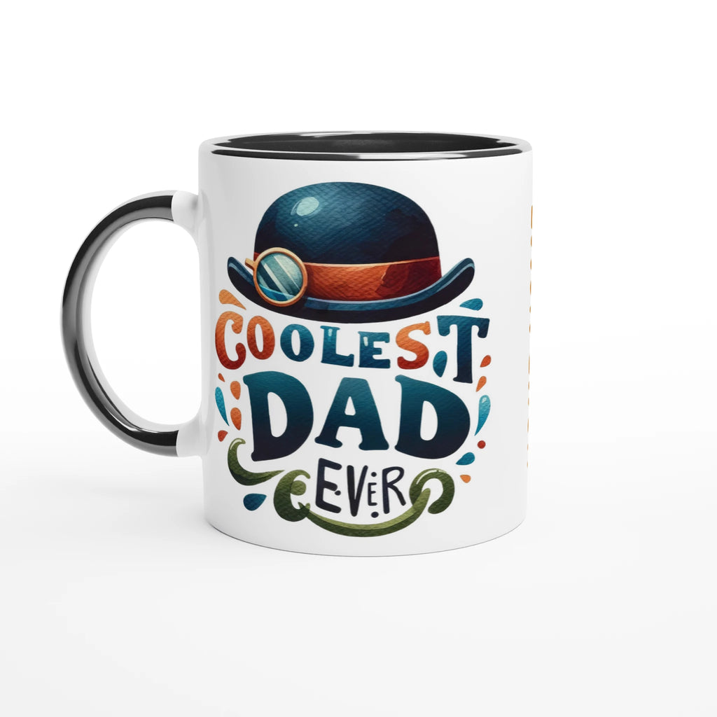 Personalise - Coolest Dad Ever - 11oz Ceramic Mug Ceramic Black Personalised 11oz Mug customise Dad Globally Fulfilled personalise