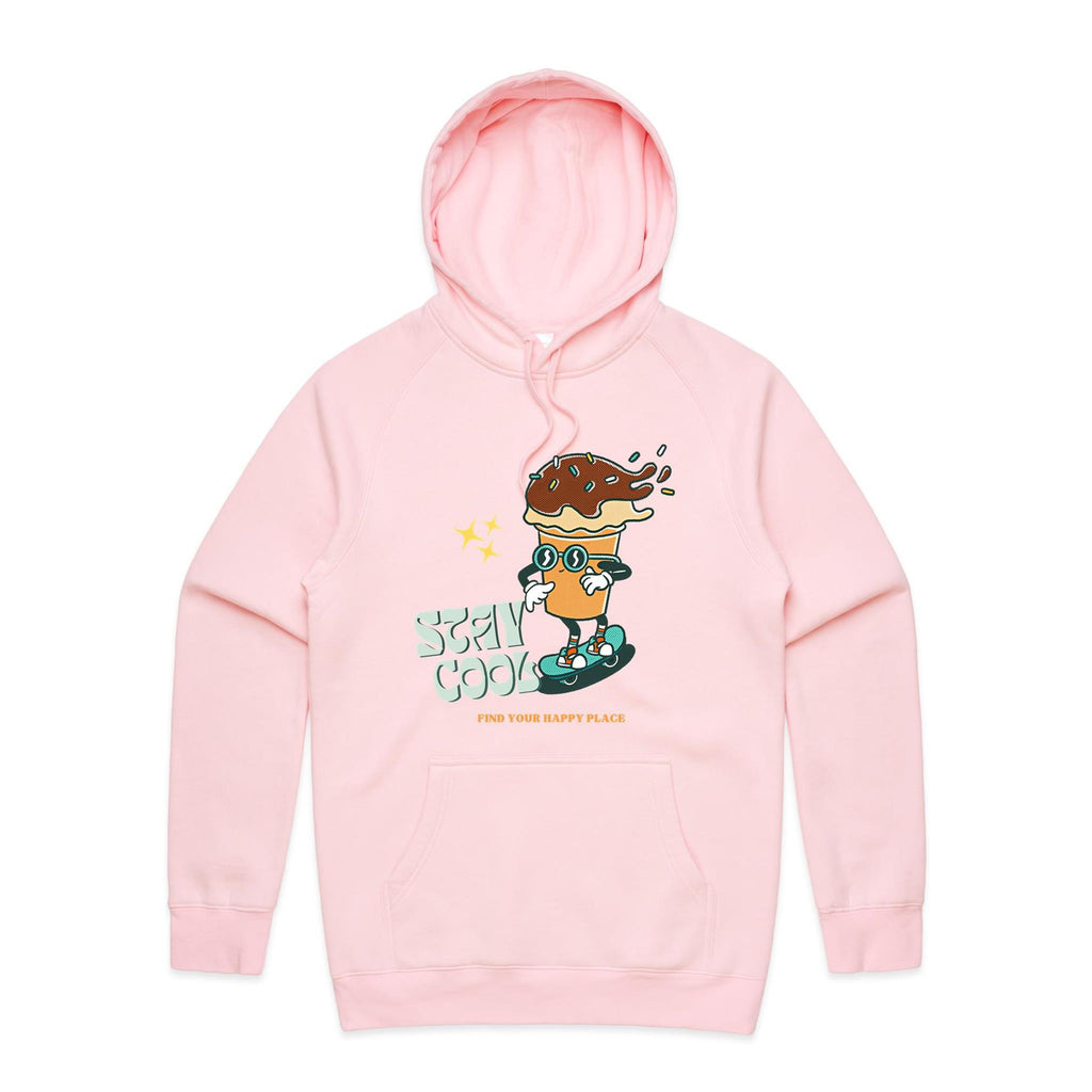 Stay Cool - Mens Hoodie Pink Mens Hoodie Printed In Australia Summer