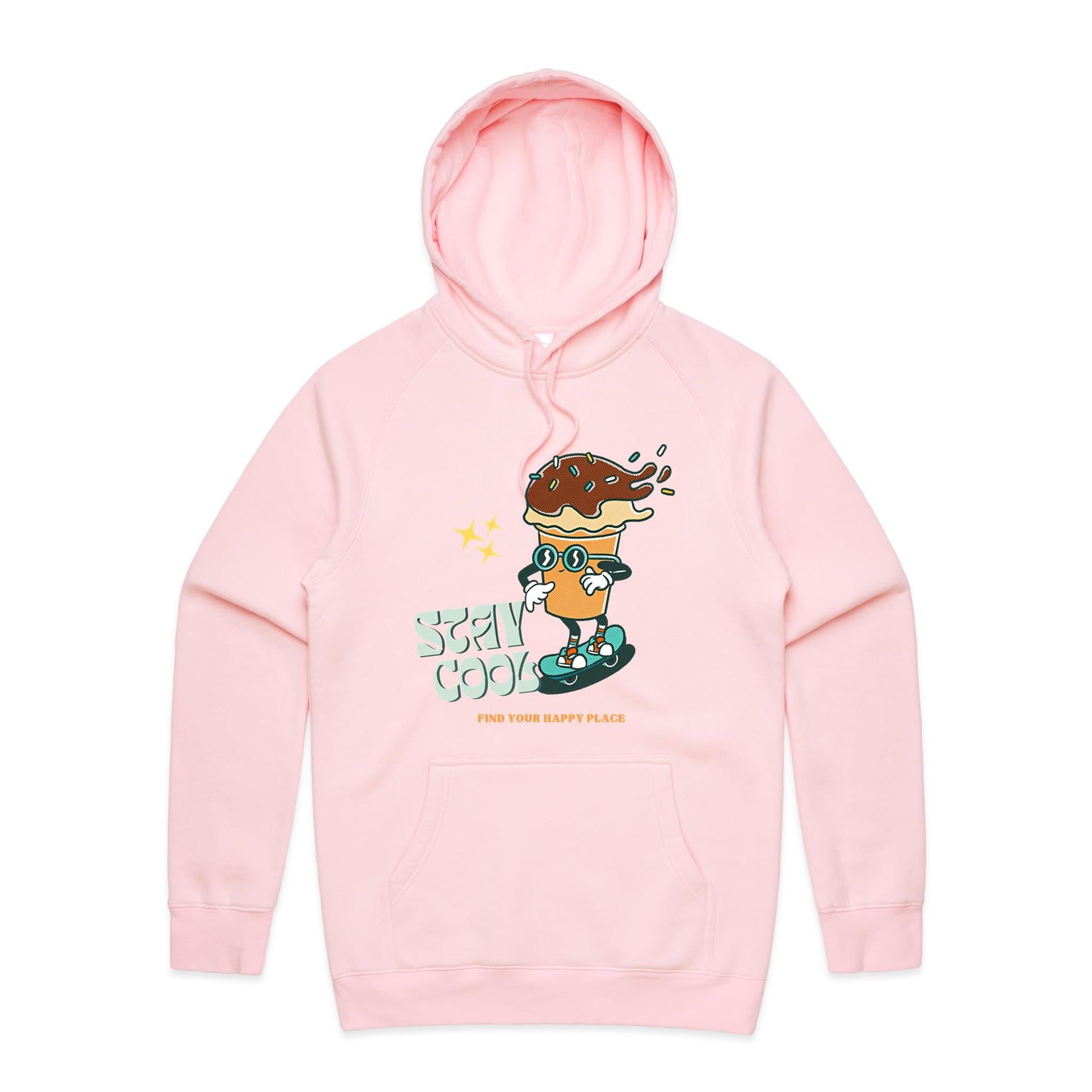 Stay Cool - Mens Hoodie Pink Mens Hoodie Printed In Australia Summer