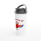 Just Wing It - White 15oz Stainless Steel Travel Mug Travel Mug animal Globally Fulfilled