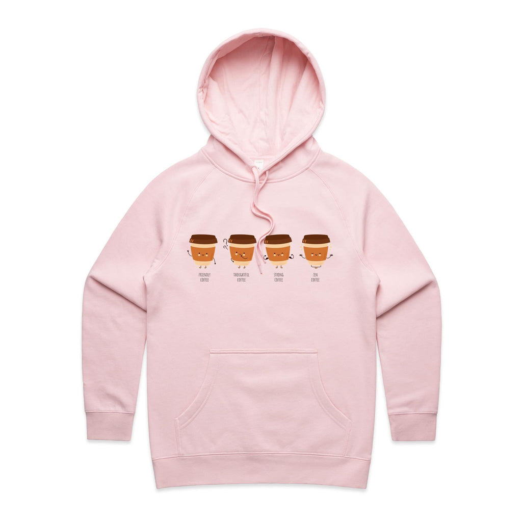 All The Coffee - Womens Hoodie Pink Womens Hoodie Coffee Printed In Australia