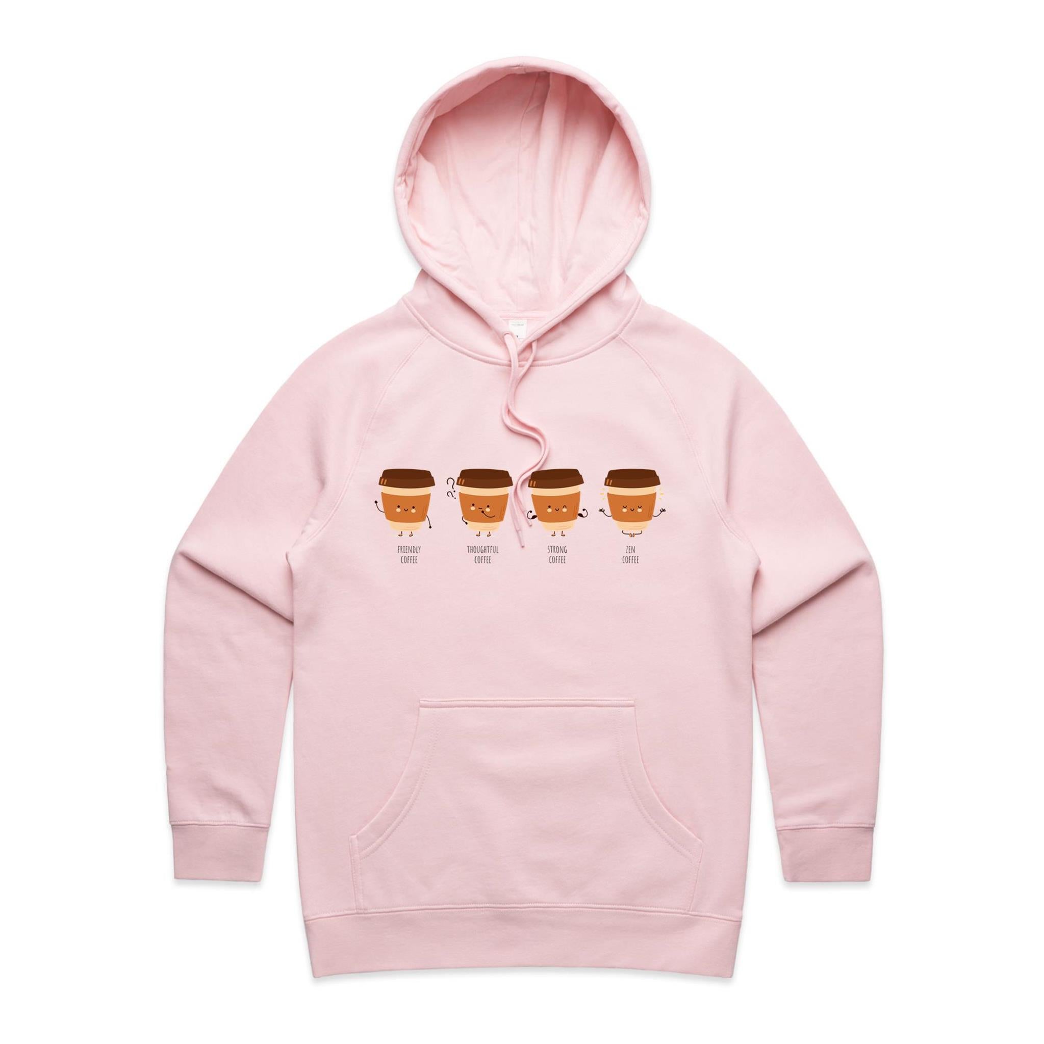 All The Coffee - Womens Hoodie Pink Womens Hoodie Coffee Printed In Australia