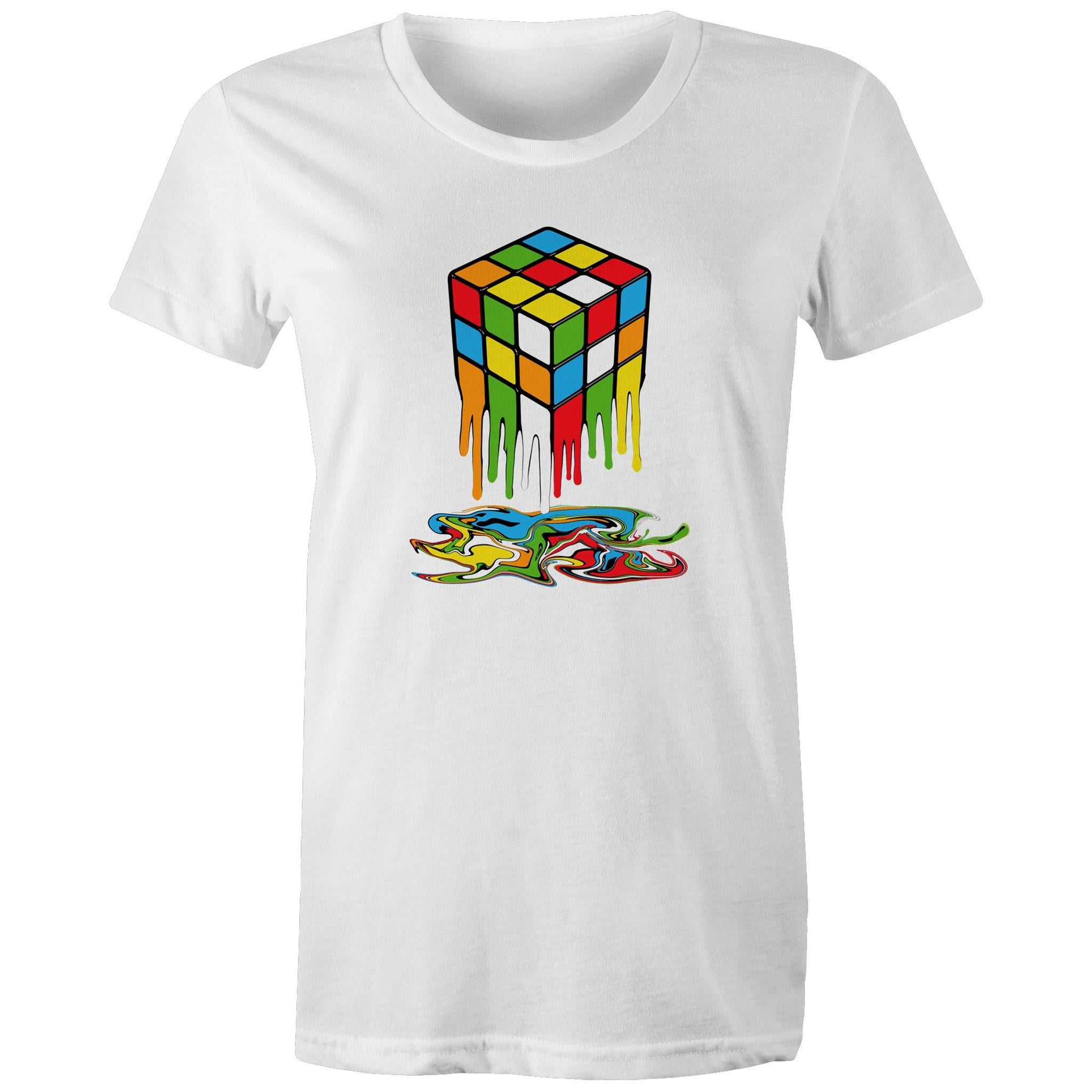 Melting Game Cube - Womens T-shirt White Womens T-shirt Games