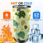 Retro Turtles - 20oz Mobile Tumbler with Lid (Black Lock) 20oz Travel Mug Ocean Printed Offshore