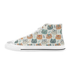 Cute Cat Faces Women's High Top Canvas Shoes US12 Womens Classic High Top Shoes animal Printed Offshore
