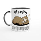 Personalise - Sloth, Sleepy Slothitude - White 11oz Ceramic Mug Ceramic Black Personalised Mug animal customise Globally Fulfilled personalise