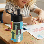Colourful Chess 12oz Kids Water Bottle with Straw Lid
