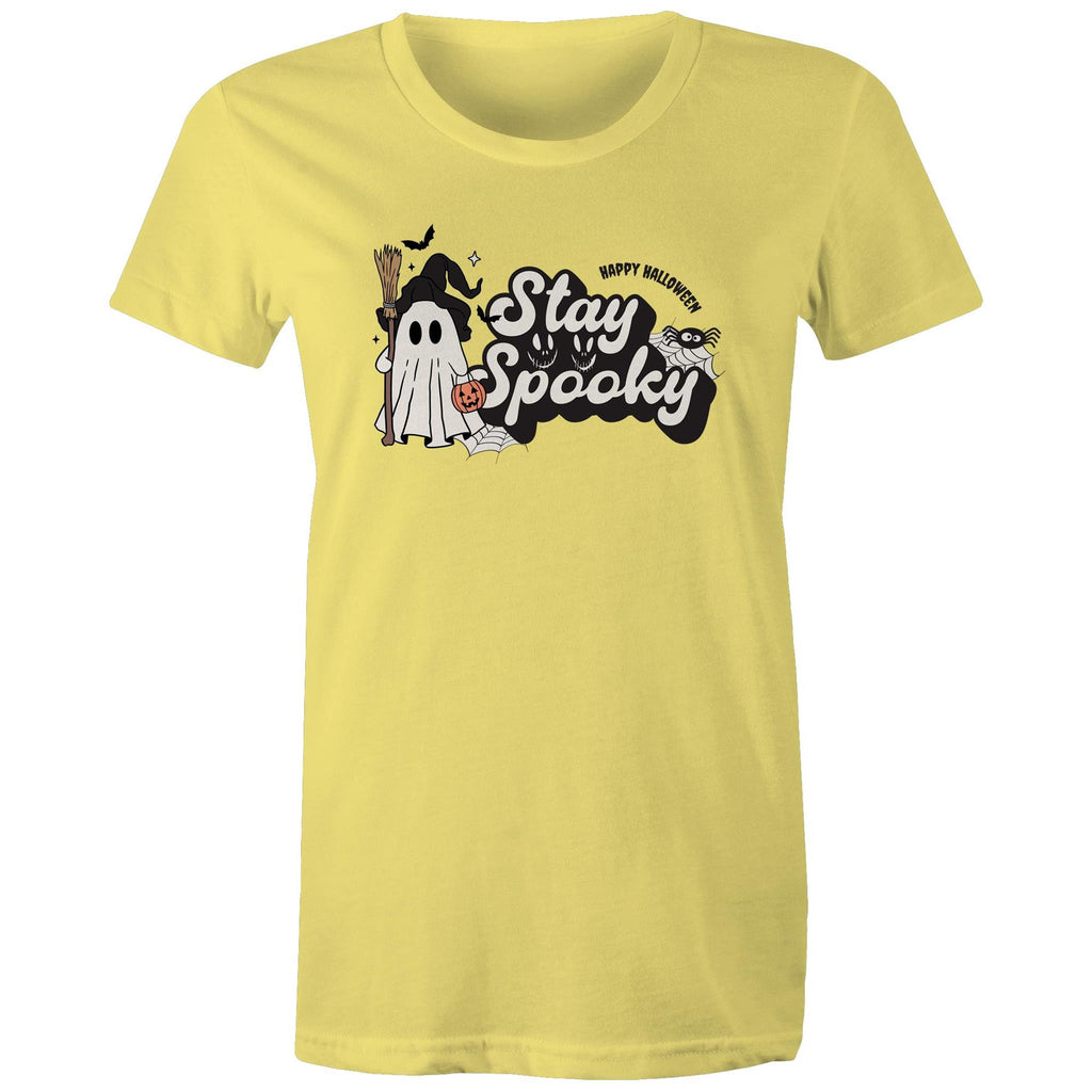 Stay Spooky, Halloween - Womens T-shirt Yellow Womens T-shirt Halloween Printed In Australia