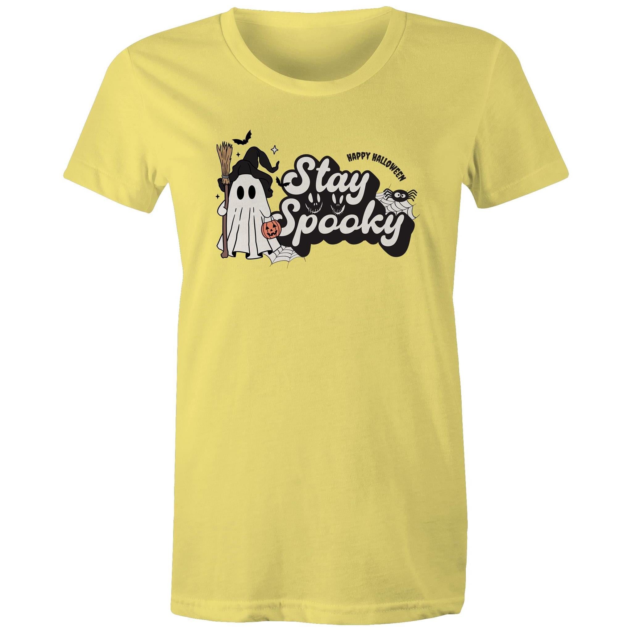Stay Spooky, Halloween - Womens T-shirt Yellow Womens T-shirt Halloween Printed In Australia