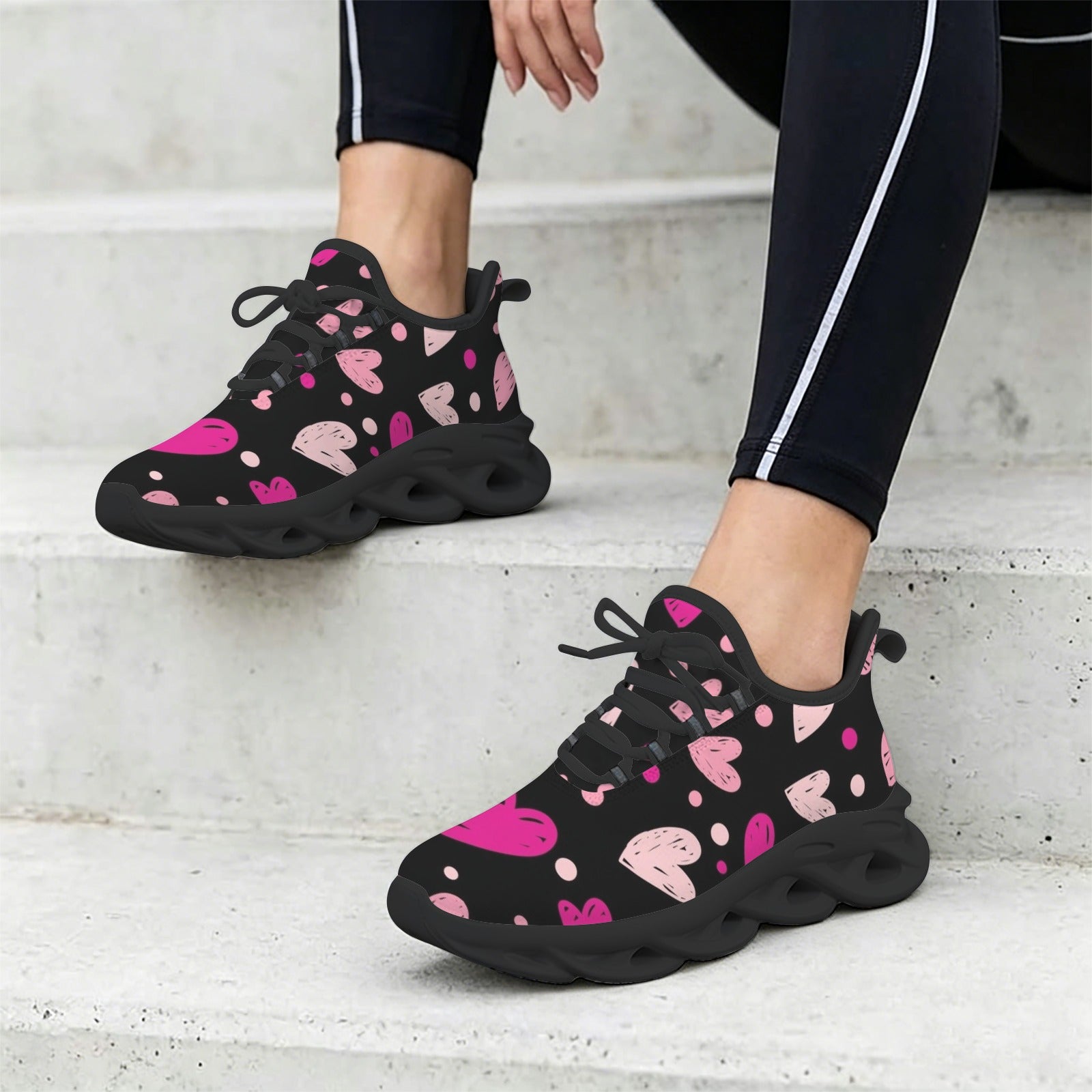 Pink Hearts Women's Twisted Sole Sneakers