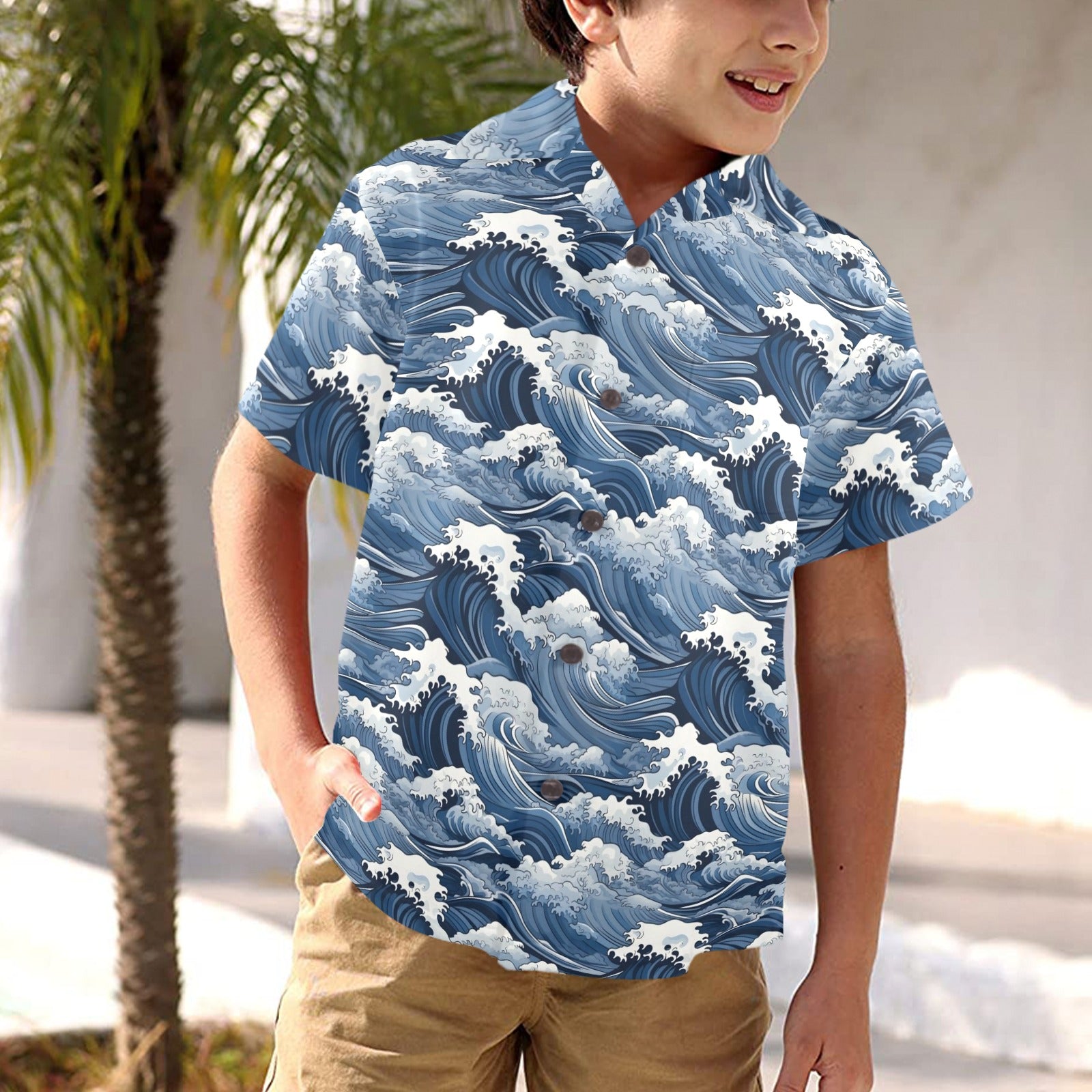 Japanese Waves Junior Kids Hawaiian Shirt