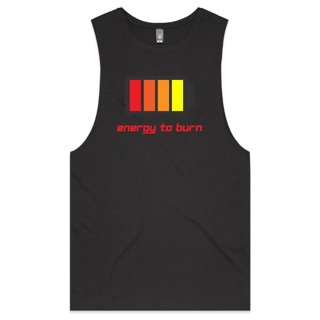 Energy To Burn - Tank Top Tee Coal Drop Arm Tank Top Fitness Printed In Australia