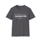 Guitar Timeline Unisex Softstyle T-Shirt Charcoal M Unisex Adult T-shirt Australian Printer Music