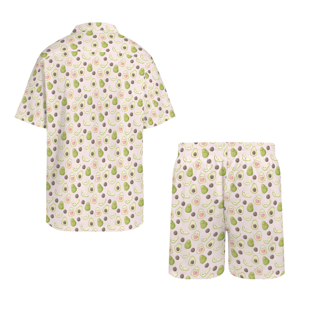 Avocado Love Men's Hawaiian Shirt & Shorts Set Men's Hawaiian Shirt & Shorts Set Food Love Printed Offshore