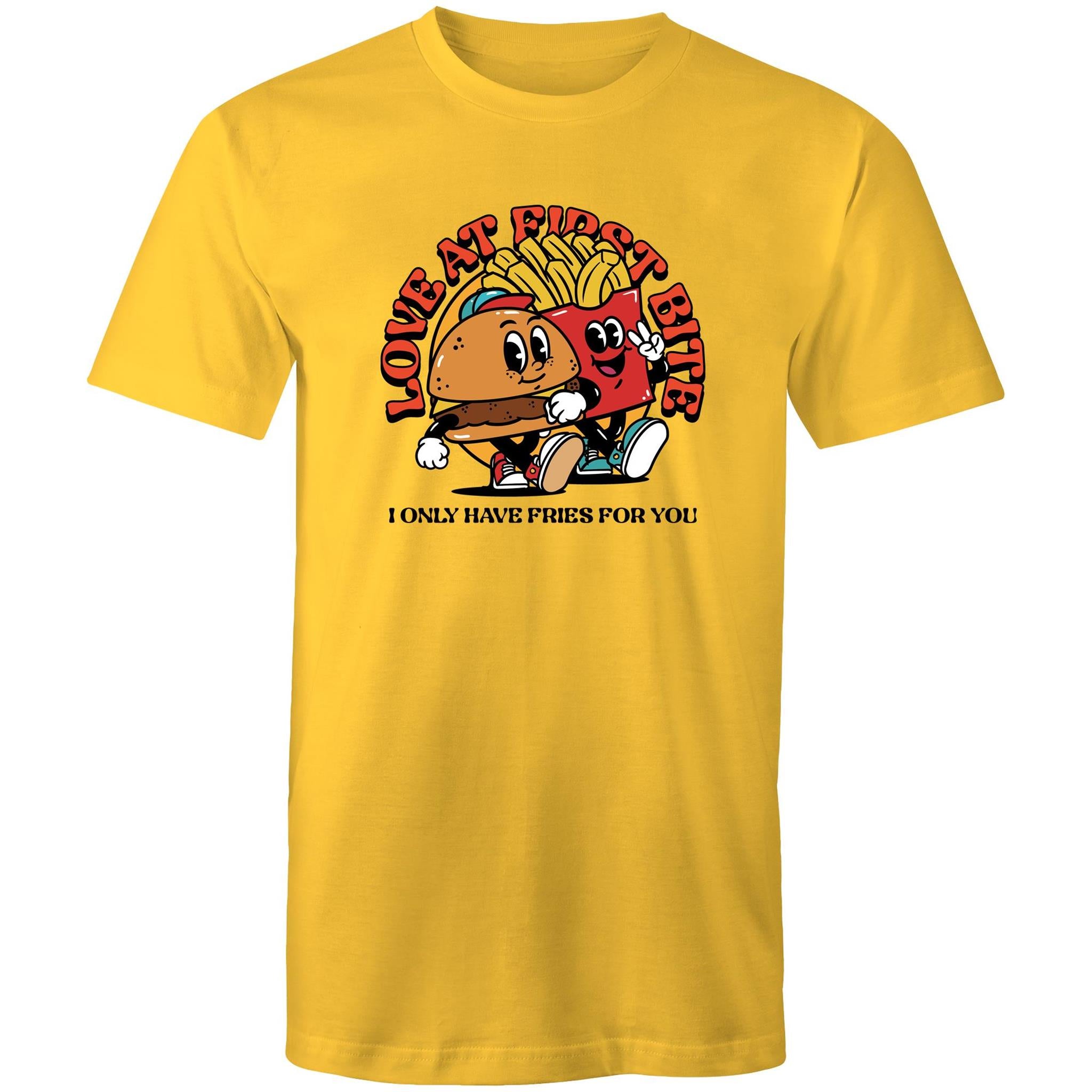 Love At First Bite - Mens T-Shirt Yellow Mens T-shirt Food Printed In Australia